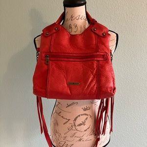 Lucky brand vintage Y2K red-orange leather purse with tassels. GUC.